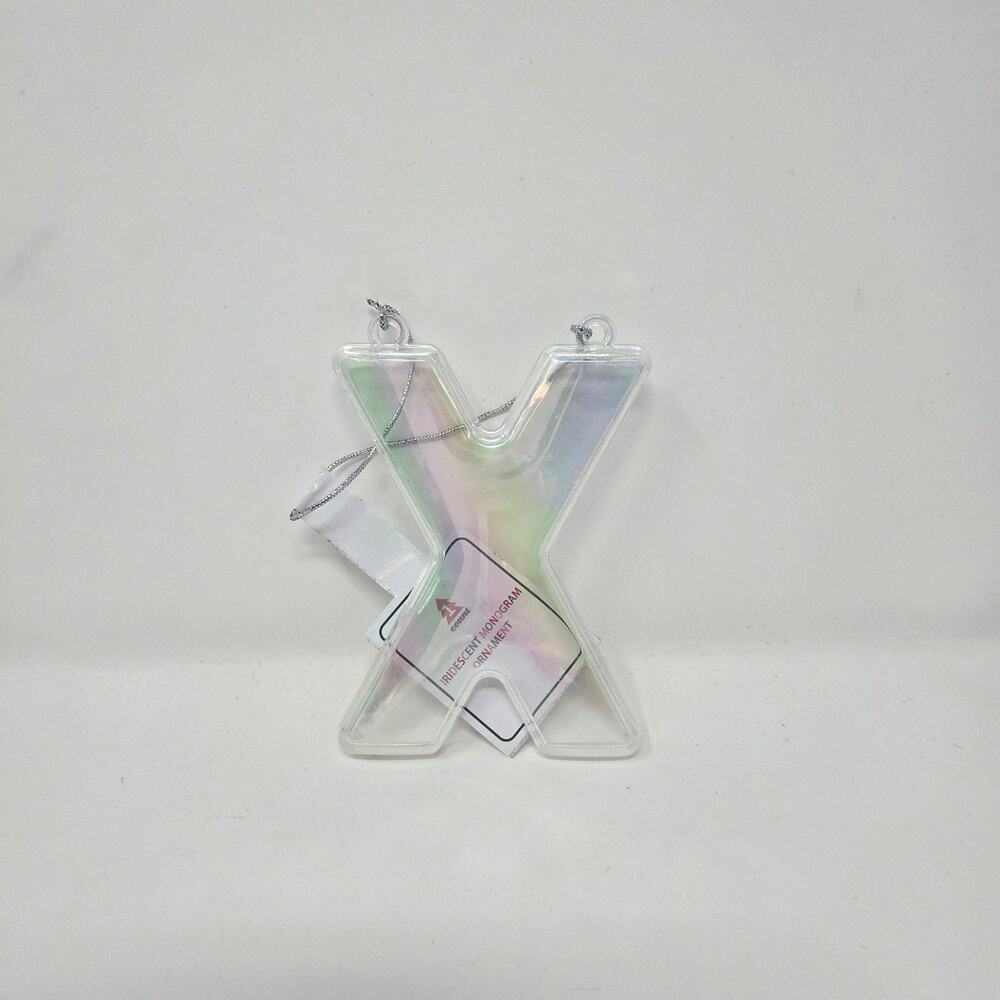 X Iridescent Monogram Initial Christmas Ornament